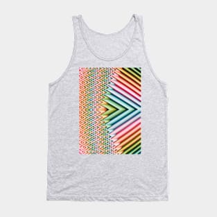 Rainbow Pastel Abstract 3D Chevron Design Tank Top